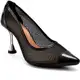 Scarpin Feminino Lumiss Salto Alto Fino Metalizado Tela Bico Fino em oferta