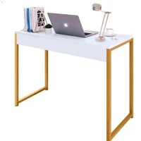 Imagem da promoção Mesa Industrial Home Office Cor : Branco/Dourado– Desk para Escritório, Quarto ou Salão de Beleza