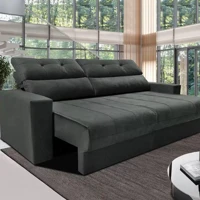 Imagem da promoção Sofá 3 Lugares Clean Retrátil Reclinável Cama Inbox - Cinza - Liso