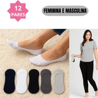 Imagem da promoção Kit 12 Pares de Meia Sapatilha Soquete Invisível com Silicone Masculino e Feminino