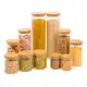 Kit 11 Potes Vidro Tampa De Bambu Herméticos Redondos - Tüd Cor Marrom-claro em oferta