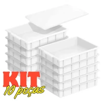 Imagem da promoção Kit 10 Caixa Bandeja Plastica Panificadora Açougue com 1 Tampa para massas pizzas açougue