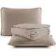 Kit Cobre Leito Colcha Casal 3 Peças Matelado Dots 300 Fios Com Porta Travesseiro (Cáqui) em oferta