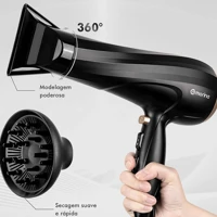Imagem da promoção Secador de Cabelo, 1900W, 127V, Equipado com Concentrador de Ar e Difusor, Plugue de Energia de 16A