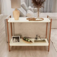 Imagem da promoção Mesa aparador lateral canto sofá cobre decoração sala buffet cantinho café duas prateleiras industri