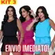 KIT 3 Conjunto Feminino Blusa Regata e Short Com Bolso Cintura Alta Duna Não Amassa Verão em oferta