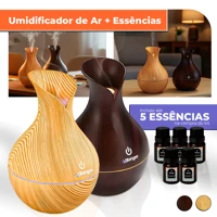 Imagem da promoção Umidificador De Ar + 5 Essências Hidrossolúvel | Difusor Modelo Vaso 200ml | Essências 10ml