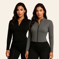 Imagem da promoção Kit 2 Casaco Feminino Treino Academia Slim Ziper Dryfit Proteção Solar Blusa Térmica