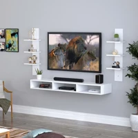 Imagem da promoção Rack Sala Suspenso + 2 Nichos Torre Mdf