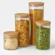 Porta Mantimento De Vidro Herméticos Kit Com 4 Potes Tampa De Bambu em oferta