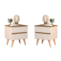 Imagem da promoção KIT 2 Mesas De Cabeceira Criado Roma Para Quarto 2 Gavetas Pés Palito Retro - Várias Cores