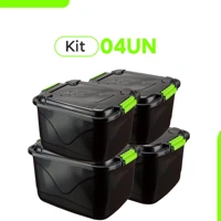 Imagem da promoção Kit 4 Caixas Organizadora 30 Litros Grande C/Tampa e Trava Cesto para Brinquedos e Multiuso