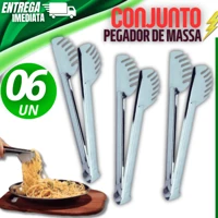 Imagem da promoção KIT 06 Pegador 20CM De Massa E Salada Em Aço Inox Para Cozinha Restaurantes Universal Variáveis