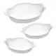 Marinex conjunto de assadeiras oval opaline 3 peças branco em oferta