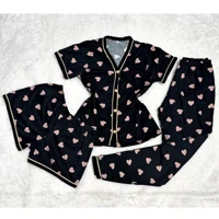 Imagem da promoção Kit Pijama Feminino 3 Peças Americano Camisa Botões + Calça + Short Conforto Malha Amamentação