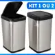 Kit 2 Lixeiras Cesto 09 Litros Inox Com Tampa Click Label Lixeira Escritório Banheiro em oferta