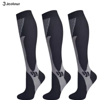 Imagem da promoção colour Kit 3 Pares Meias Compressão Unisex Joelho Corrida Ciclismo Varizes Alívio Esportivas