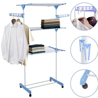 Imagem da promoção Varal De Chão Grande De Roupas 3 Andares Dobrável Cor Azul Kontuz 170 cm