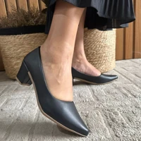 Imagem da promoção Scarpin Feminino Salto Baixo Bloco Saltinho Grosso Bico Fino