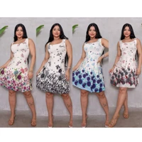 Imagem da promoção Vestido Rodado Boneca Regata Estampado Princesa Feminino Moda Evangélica Soltinho