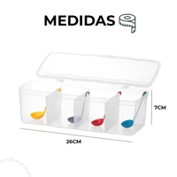 Imagem da promoção Porta Temperos Pote Condimentos Organizador Com Divisórias 4 Colheres Medidoras