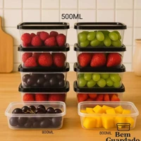 Imagem da promoção Kit 10 Potes Transparentes 500ml Reutilizável Marmita Escolar Fitness Lancheira Freezer Micro-Ondas