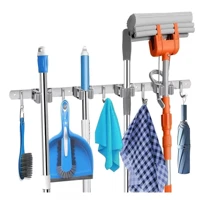 Imagem da promoção Suporte Inox De Parede 7 ou 9 Ganchos Porta Vassoura Mop Rodo Utensílios de Limpeza JH
