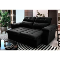 Imagem da promoção Sofá Retrátil Reclinável Verona 1,50m Suede Velut Preto Molas no Assento King HouseSofá Retrátil Rec