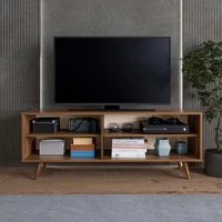 Imagem da promoção Rack aparador para sala ou cozinha com pés de madeira para tv até 43 polegadas