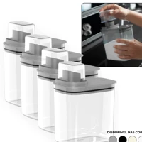 Imagem da promoção Kit 4un Dispenser Flow 1,5 Litros Porta Sabão Líquido Amaciante Alvejante Organizador de Lavanderia