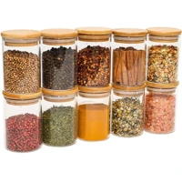Imagem da oferta Kit 10 potes de vidro 250ml com tampa de bambu herméticos redondos - Tüd - TUD