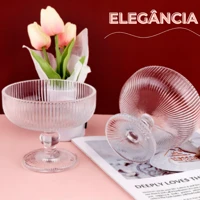 Imagem da promoção Jogo 6 Taça Sobremesa Vidro Sorvete Açai 315ml Canelado Luxo