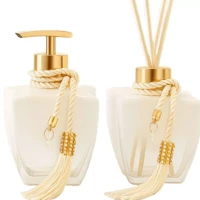 Imagem da promoção Kit Vidros Banheiro Luxo Degradê Branco Completo com Porta Sabonete Líquido e Difusor de Ambiente El