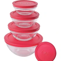 Imagem da oferta Conjunto de Potes de Vidro Redondos com Tampa Plástica 5 Peças Euro Home
