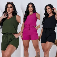 Imagem da promoção Conjunto Feminino Blusa Feminina Regata Soltinha Alça Larga + Short Conjunto Feminino de Luxo