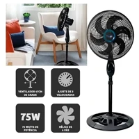Imagem da promoção Ventilador De Coluna Preto 40cm Turbo 6 Pás ventilador de pé 110v/220v