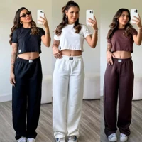 Imagem da promoção Calça Pantalona Feminina Cintura Alta no moletom confortável e estilosa Calça Wide Leg Moletom Femin