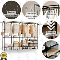 Imagem da promoção Guarda Roupa Dobravel Closet Aberto Organizador De Roupas Desmontavel E Arara Organizadora 4 Colunas