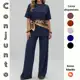Conjunto Feminino Calça Pantalona com Blusa feminina Manga Curta em oferta