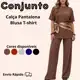 Conjunto Calça Pantalona com Blusa T-shirt alongada Estilo & Conforto em oferta