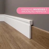 Imagem da promoção 1 Moldura Rodapé Poliestireno Moderno Mdf Resistente Umidade 10cm