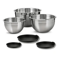 Imagem da promoção Conjunto 3 Bowls de Inox com Tampas Plásticas Utensílios de Cozinha Tamanhos Variados