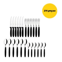 Imagem da promoção Faqueiro enlatado Talheres 24 Peças com Lâminas em Aço Inox e Cabos de Polipropileno