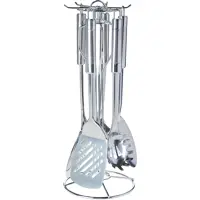 Conjunto Utensílios Cozinha com Suporte Giratório, 6 Peças, Inox, Euro em oferta na Amazon