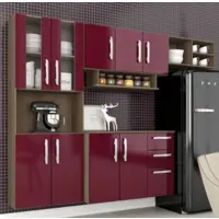 Armário De Cozinha Mayara 4 Peças Terraro/fucsia - At Home em oferta na Americanas