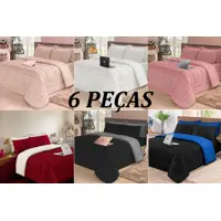 Kit 06 peças Jogo de Lençol Casal Queen Aconchego Dupla Face Cotex em oferta na ShopTime