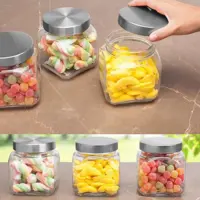 Jogo de Potes de Vidro Casambiente com Tampa - Quadrado 700ml POVI156 3 Peças em oferta na Magazine Luiza