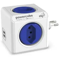 Imagem da oferta Multiplicador 4 Tomadas Bivolt + 2 USB 2.4A - PowerCube USB ELG - PWC-R4U, Azul e Branco