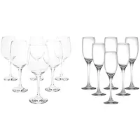 Kit Jogo de Taças para Vinho Vidro 385ml + Taças - para Champanhe 180ml 12 Peças Nadir Barone em oferta na Magazine Luiza