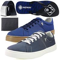 Imagem da promoção Kit Sapatenis Casual Neway SW Masculino Cinza + Azul + 1 Cinto + 1 Chinelo Neway + 1 Carteira